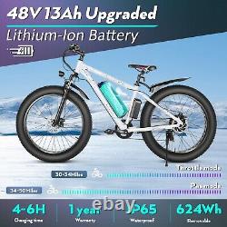 1000With500W Fat Tire Electric Bike, 26'' Electric Mountain Bicycle Commuter Ebike