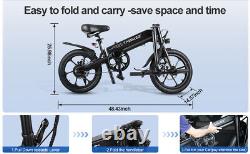 16 Folding Electric Bike With Pedal Assist 250W 36V 6Ah Commuter E-Bike Bicycle