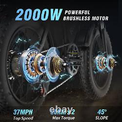 2000W Mountain Electric Bicycle eMTB 20 Fat Tire 52V 40AH Dual Motor E-bike US