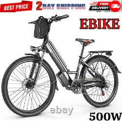 26'' 500W Electric Bike for Adults 48V Bicycle Manned Commuter Ebike 21 Speed