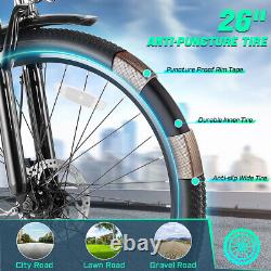 26'' 500W Electric Bike for Adults 48V Bicycle Manned Commuter Ebike 21 Speed^US
