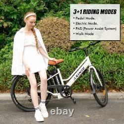 26'' Electric Bike Bicycle 500W Electric Bike City Road Commuter E-Bikes White