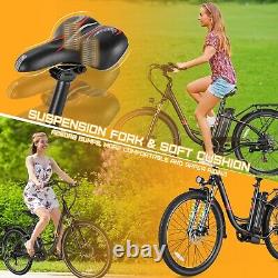 26'' Electric Bike for Adults, 500W Commuter Cruiser Ebike 20MPH City Bicycle US