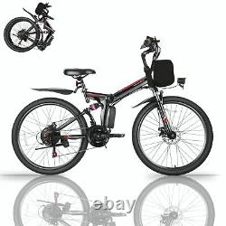 26 Folding Electric Bike 20MPH E-Mountain Bicycle withLCD 500W 48V E-bike 21Speed