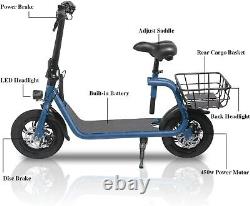 450W Sports Electric Scooter Adult with Seat Electric Moped Ebike E-Scooter