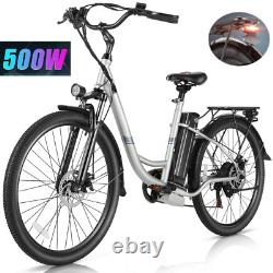 500W 48V Cruiser E-Bike, 26 Electric Bike Low-step Thru Bicycle Shimano 7Speed#
