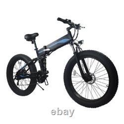 500W Electric Bicycle Folding E-bike 48V Mountain Bicycle 22mph 26 Fat Tire Adu