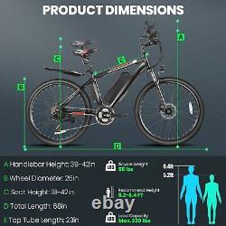 500W Electric Bike for Adults, 26'' Ebike 48V 21-Speed 50 Miles Commute Bicycle