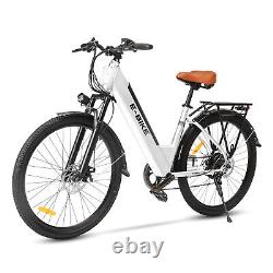 750W Ebike 2648V Electric Bike Bicycle 25Mph CommuterTire Mountain Bikes White