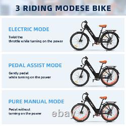 850W Ebike 26 Electric Bike Bicycle 25Mph CommuterTire Mountain Bikes 2024