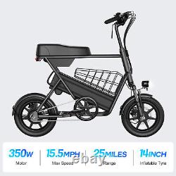 Adult Electric Bike 14 Tire E-bike Bicycle 350W 36V With Seat Commute Moped Urban