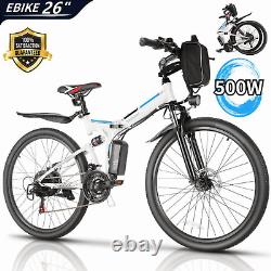 Adults Folding Electric Bike, 26 Mountain Bicycle 500W City 20mph Commute Ebike