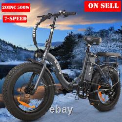 Axiniu 20 750W Electric Folding Bicycle Fat Tire 30MPH e-Bike Beach City Ebike