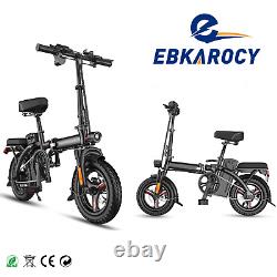EBKAROCY Ebike 14 400W 48V Electric Folding Bike Bicycle for Adults White Gray