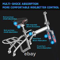 EBKAROCY Ebike 14 400W 48V Electric Folding Bike Bicycle for Adults White Gray