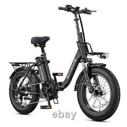 ENGWE 1125W 48V Foldable Electric Bike 20'Fat Tire 13A Removable Battery Ebike