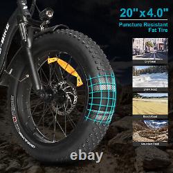 Ebike 20 Electric Folding Fat Tire Mountain Snow Beach City Bike Bicycle withLock
