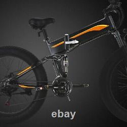 Ebike 26 500W Electric Bike Fat Tire Folding Mountain Bicycle 7-Speed for Adult