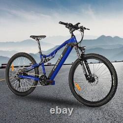 Electric Bicycle Ebike 27.5inch e-Mountain Bike 500W 48V City EMTB 27-Speed Blue