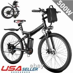 Electric Bike 26inch Folding Mountain Bicycle 500W Commuter E-bike 48V Battery