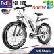 Electric Bike 500w 26in Fat Tire Snow Mountain Bicycle White Ebike Commuter^usa