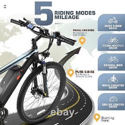 Electric Bike 500W 48V 26in Commuter Ebike 21-Speed Mountain Bicycle withLCD Blue
