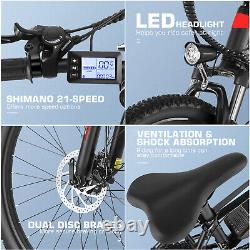 Electric Bike Mountain Bicycle, 500W 26'' Commuter 48V Li-Battery Ebike Adults