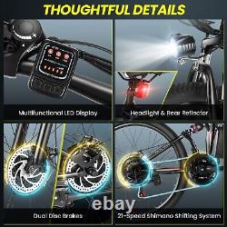 Electric Bike for Adults Foldable 500W E-Mountain Bicycle 26'' Commuter EBike US
