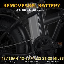 Folding Electric Bike 20 Fat Tire Bike 750W 48V Battery 30MPH 7 Speed for Adult