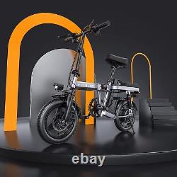 Folding Electric Bike Bicycle 14 Fat Tire City Commuter Ebike UL 2849 Certified