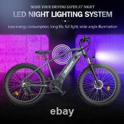 Men's 26 Electric Bike Fat Tire Ebike Bicycle 1200W 48V/17.5Ah Shimano 7 Speed