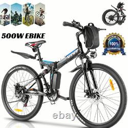 VIVI 26'' Electric Bike, 500W EBike Electric Mountain Bicycle Adults Commuter-